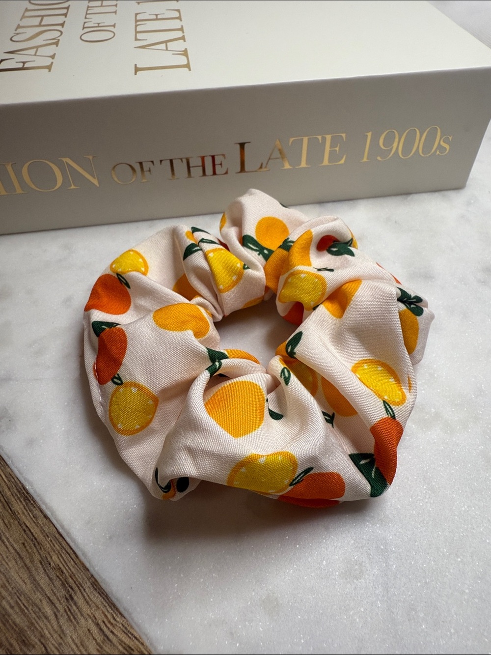 Fruit Print Orange & Yellow Scrunchie Hair Accessory
